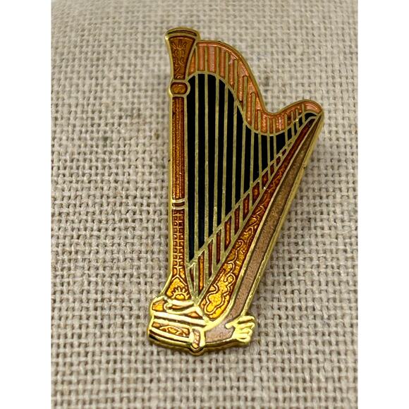 Vintage Albert Elovitz Enamel Harp Pin - Picture 4 of 7